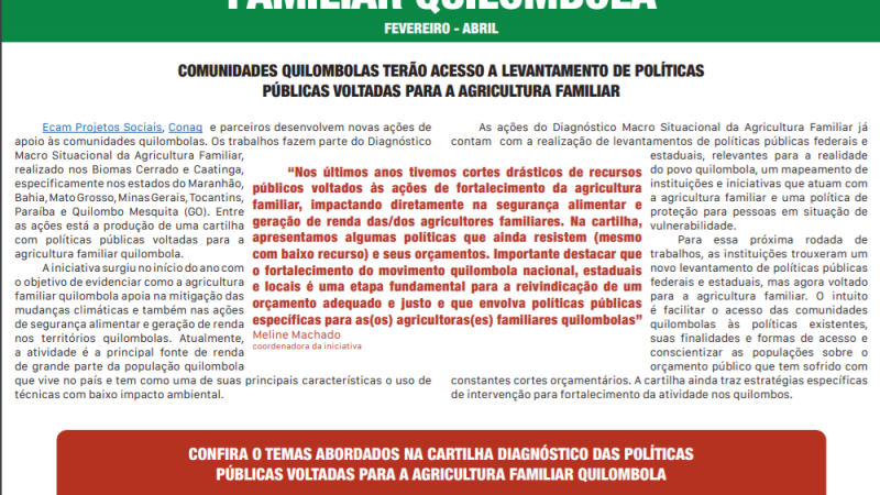 Jornal da Iniciativa da Agricultura Familiar Quilombola (Fevereiro-Abril)