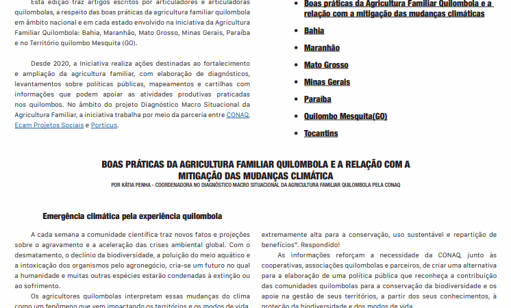 Jornal da Agricultura Familiar Quilombola (Edição Especial)